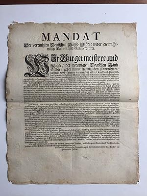 Sammlung von 142 original Bremer Verordnungen und Proklamen 1620-1769. Gedruckt auf Bütten.