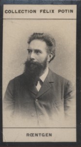 Photographie de la collection Félix Potin (4 x 7,5 cm) représentant : Docteur Wilhelm-Conrad Roen...