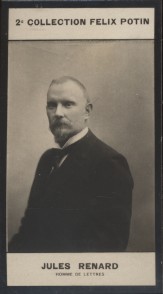 Photographie de la collection Félix Potin (4 x 7,5 cm) représentant : Jules Renard, homme de lett...