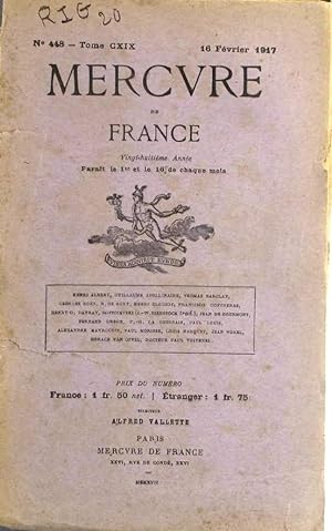 Mercure de France N° 448. Contient : Contribution à l'étude des superstitions et du folklore du f...