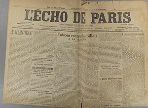 Seller image for L'cho de Paris. N 11484 du 25 janvier 1916. 25 janvier 1916. for sale by Librairie Et Ctera (et caetera) - Sophie Rosire
