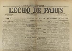 Bild des Verkufers fr L'cho de Paris. N 11803 du 9 dcembre 1916. 9 dcembre 1916. zum Verkauf von Librairie Et Ctera (et caetera) - Sophie Rosire