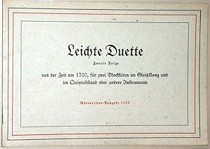 Immagine del venditore per Leichte Duette aus der Zeit um 1700, fr zwei Blockflten im Gleichklang und im Quintabstand oder andere Instrumente. Brenreiter Ausgabe 1105. venduto da Versandantiquariat Kerstin Daras