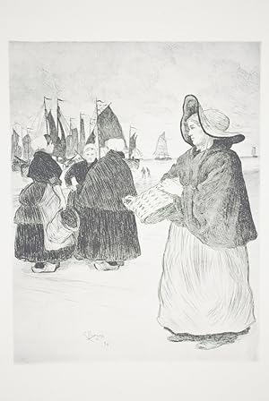 Immagine del venditore per Les sardinires" - Lithographie originale sur Chine - L'Estampe Moderne venduto da Librairie Le Feu Follet