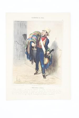 Lithographie originale en couleurs - Bohémiens de Paris - "Le marchand d'habits"