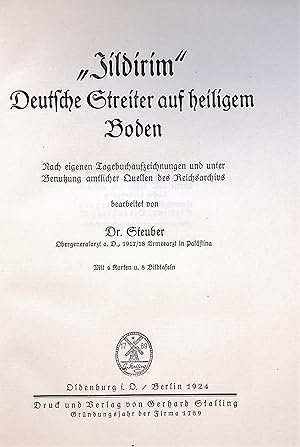 Seller image for Jildirim": Schlachten des Weltkrieges Band 4., Deutsche Streiter auf heiligem Boden ; Nach eigenen Tagebuchaufzeichn. u. unter Benutzung amtl. Quellen d. Reichsarchivs. for sale by FOLIOS LIMITED