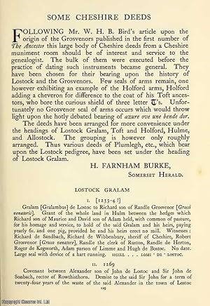 Seller image for Some Cheshire Deeds : The History of Lostock and the Grosvenors, TOGETHER WITH Lostock And The Grosvenors. An original article from The Ancestor, a Quarterly Review of County & Family History, Heraldry and Antiquities, 1902. for sale by Cosmo Books