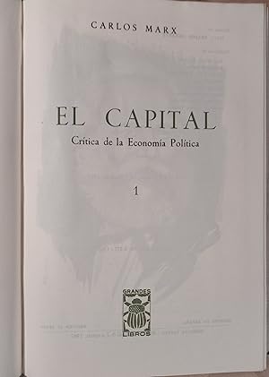 Imagen del vendedor de El Capital. Crtica de la Economa Poltica 1 a la venta por Llibres Bombeta