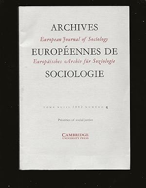 Imagen del vendedor de Archives Europennes de Sociologie (European Journal of Sociology) a la venta por Rareeclectic