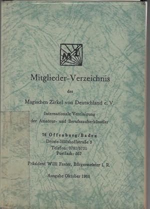 Mitglieder-Verzeichnis des Magischen Zirkel von Deutschland e. V. Ausgabe Oktober 1968. Internati...