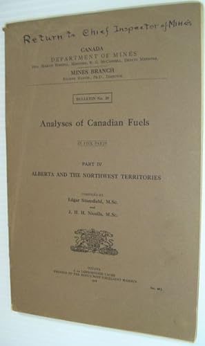 Seller image for Analyses of Canadian Fuels - Part IV: Alberta and the Northwest Territories for sale by RareNonFiction, IOBA