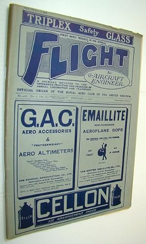 Bild des Verkufers fr Flight (Magazine) And The Aircraft Engineer, February 7, 1918 - The Italian S.V.A. Fighting Scout zum Verkauf von RareNonFiction, IOBA