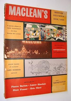 Image du vendeur pour Maclean's Magazine, May 10, 1958 - British Columbia Centennial Issue mis en vente par RareNonFiction, IOBA