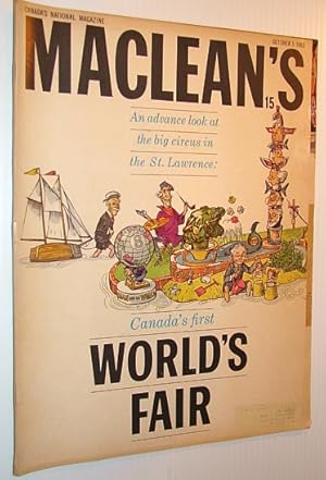 Bild des Verkufers fr Maclean's, Canada's National Magazine, October 5, 1963 - Canada's First World's Fair - An Advance Look zum Verkauf von RareNonFiction, IOBA