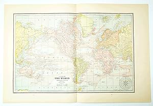 1889 Color Chart (Map) of the World on Mercator's Projection