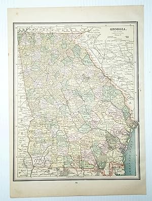 1889 Color Map of the State of Georgia