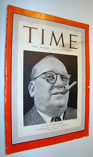 Time Magazine, February 19, 1940 - Cover Photo of John H. Levi, Mayor of Miami Beach