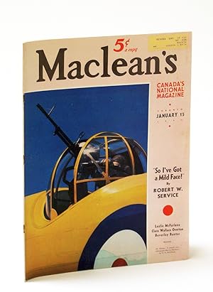 Immagine del venditore per Maclean's, Canada's National Magazine, January (Jan.) 15, 1941, Vol. 54, No. 2 - Robert W. Service venduto da RareNonFiction, IOBA