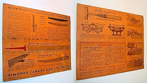 Seller image for Simonds Canada Saw Co. Limited Cross-Cut (Crosscut) Saw Advertisement / Owner's Information Sheet for sale by RareNonFiction, IOBA