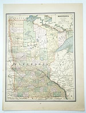 1889 Color Map of the State of Minnesota