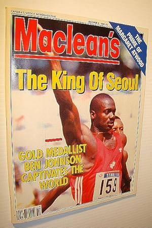 Maclean's - Canada's Weekly Newsmagazine, October 3, 1988: Cover Photo of Ben Johnson, "The King ...