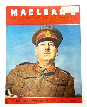 Imagen del vendedor de Maclean's, Canada's National Magazine, June 1, 1943, Vol. 56, No. 11 - Cover Photo of Lieut.-Gen. E.W. Sansom, D.S.O. / Grand Admiral Karl Doenitz a la venta por RareNonFiction, IOBA