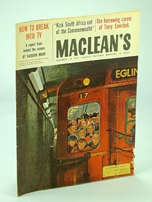 Bild des Verkufers fr Maclean's - Canada's National Magazine, 19 December (Dec.) 1959 - The Mighty Siftons / Terry Sawchuk zum Verkauf von RareNonFiction, IOBA