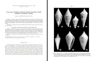 Seller image for Cones taken off Wallis and Futuna Islands, South-West Pacific (Mollusca, Gastropoda, Conidae). In 8vo, offp., pp. 14 with 14 figs. Offprint from Bull. Mus. natnl. Hist. nat., Paris, 4e serie, vol. 18, Sect. A, nr. 3-4 for sale by NATURAMA