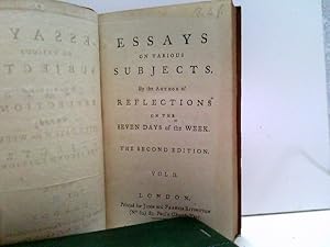 Bild des Verk�ufers f�r Essays on Various Subjects. By the Author fo reflections on the seven Days of the week. zum Verkauf von ABC Versand e.K.