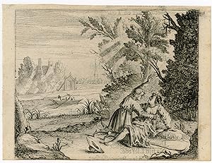 Antique Print-GENRE-SHEPHERD-SHEPHERDESS-Savery-ca. 1644