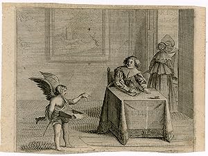 Antique Print-GENRE-WRITING-LOVE LETTER-Savery-ca. 1644
