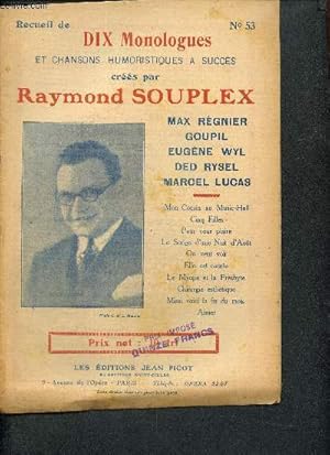 Seller image for Recueil de Dix Monologues et chansons humoristiques  succs (n53) for sale by Le-Livre
