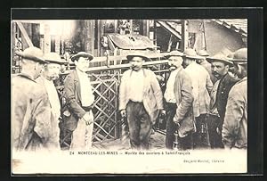 Ansichtskarte Montceau-les-Mines, Montee des ouvriers a Saint-Francois, Kohle