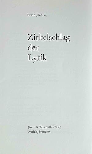 Zirkelschlag der Lyrik.