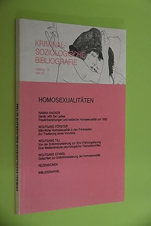 Bild des Verkufers fr Kriminalsoziologische Bibliografie: Homosexualitten Jahrgang 13, Heft 52 zum Verkauf von Antiquariat Biebusch