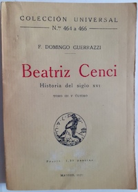 Seller image for Beatriz Cenci. Historia del siglo XVI (tomo III y ltimo) for sale by Librera Ofisierra