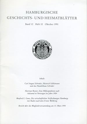 Hamburgische Geschichts- und Heimatblätter. Band 12. Heft 10. Oktober 1991.