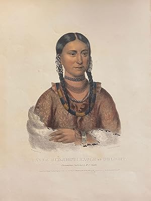 Bild des Verkufers fr [NATIVE AMERICAN PORTRAIT]. "Hayne Hudjihini Eagle of Delight." Hand-colored lithograph from a folio edition of McKenney and Hall's Indian Tribes of North America zum Verkauf von Michael Laird Rare Books LLC