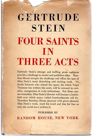 Imagen del vendedor de Four Saints in Three Acts: An Opera to be Sung a la venta por Dorley House Books, Inc.