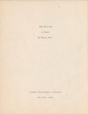 Bild des Verkufers fr The Sicilian [Unrevised Typescript Draft] zum Verkauf von Adrian Harrington Ltd, PBFA, ABA, ILAB
