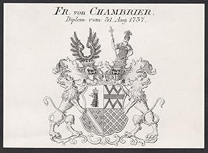 Bild des Verkufers fr Fr. von Chambrier" - Wappen coat of arms zum Verkauf von Antiquariat Steffen Vlkel GmbH