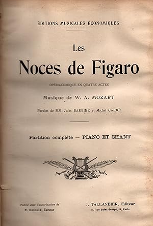 Bild des Verkufers fr Les noces de Figaro,opera-comique en quatre actes zum Verkauf von JP Livres
