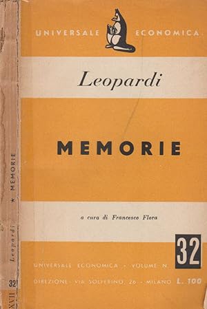 Bild des Verk�ufers f�r Memorie di Giacomo Leopardi zum Verkauf von Biblioteca di Babele