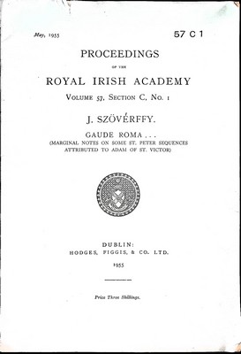 Seller image for Gaude Roma (marginal notes on some St. Peter sequences attributed to Adam of St. Victor): Proceedings of the Royal Irish Academy Volume 57 Section C No. 1 for sale by Kennys Bookstore