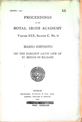 Image du vendeur pour On the earliest Latin Life of St. Brigid of Kildare by Cogitosus mis en vente par Kennys Bookstore