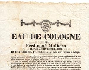 Kölnisches Wasser von Ferdinand Mülhens / Eau de Cologne de Ferdinand Mülhens. (Werbeblatt für Ea...