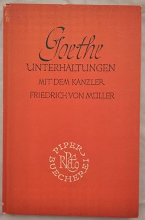 Image du vendeur pour Goethes Unterhaltungen mit dem Kanzler Friedrich von Mller. mis en vente par KULTur-Antiquariat