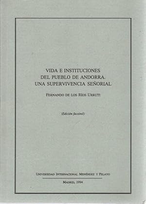 Imagen del vendedor de Vida e instituciones del pueblo de Andorra. Una supervivencia seorial . a la venta por Librera Astarloa