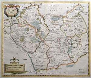 Antique Map LEICESTERSHIRE, Robert Morden, original hand coloured map 1722