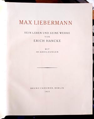 Image du vendeur pour Max Liebermann: Sein Leben Und Seine Werke mis en vente par Structure, Verses, Agency  Books